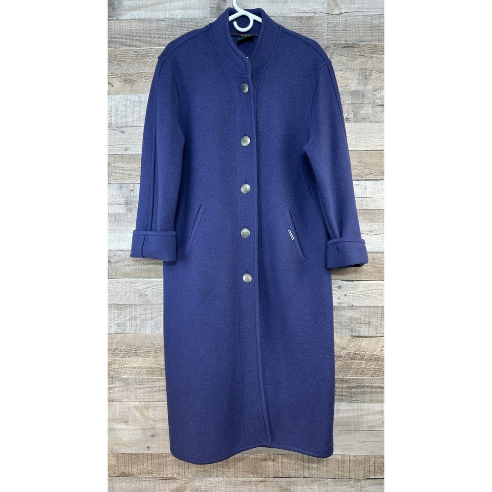Geiger Collections Purple Boiled‎ Wool Long Coat Austria Tirol Eagle Buttons XS
